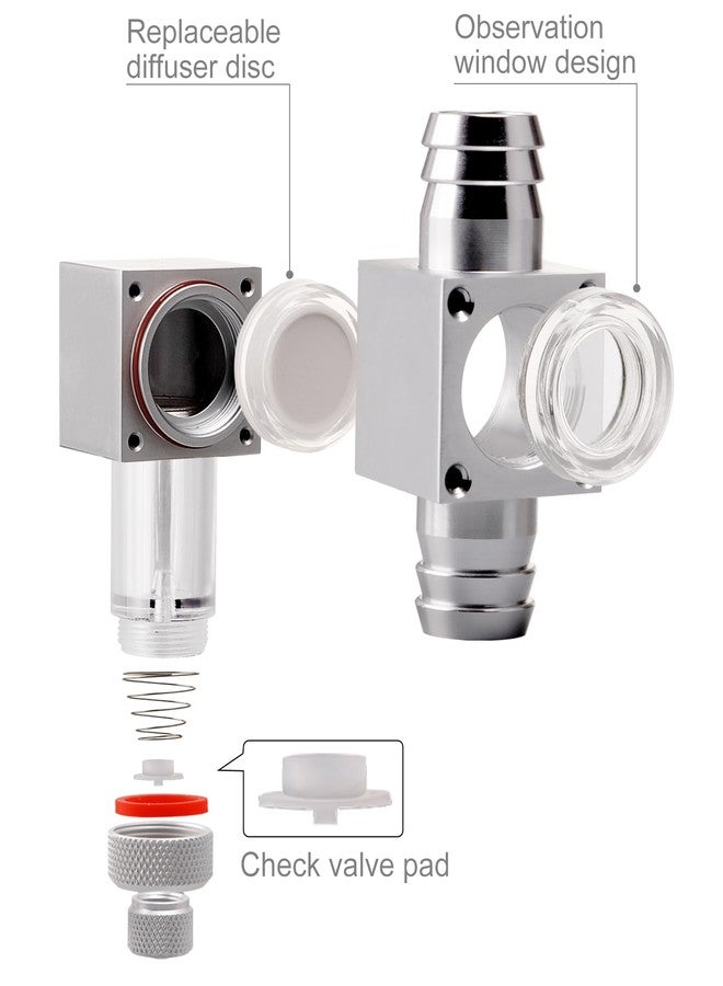 Clscea External Inline CO2 Diffuser Atomizer with Bubble Counter Aluminum Alloy for Planted Aquarium Canister Filter (DC400-L-16) - Image 3